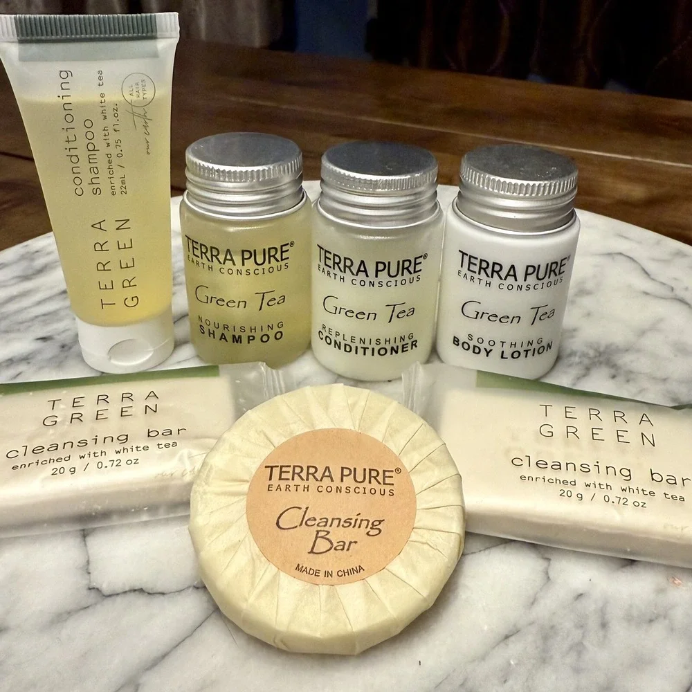 NEW! Travel LOT of 7 TERRA‎ PURE Earth Conscious Shampoo Conditioner Lotion Soap